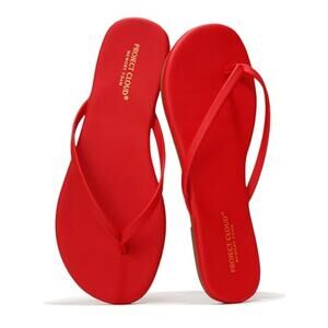 NWT Project Cloud Women  Flip Flops Memory Foam Flats Summer  Sandals ,RED, 7